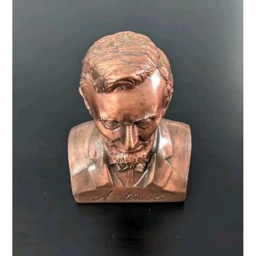 Vintage Abraham Lincoln Copper Piggy Bank Banthrico Collector‎ Patina NO KEY